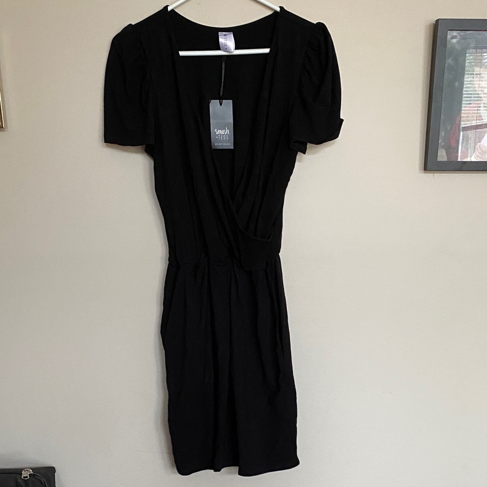 Smash + Tess Black Short Wrap Dress